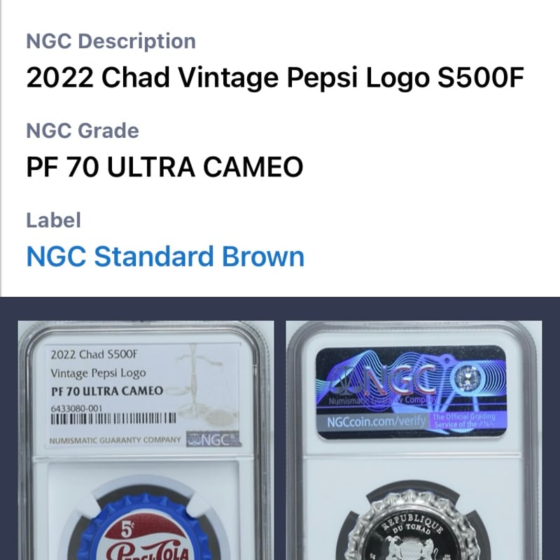 ヴィンテージ・ビンテージ版】 NGC鑑定PF70UC 2022年 チャド ヴィンテージ・ビンテージ版】 NGC鑑定PF70UC 2022年 チャド