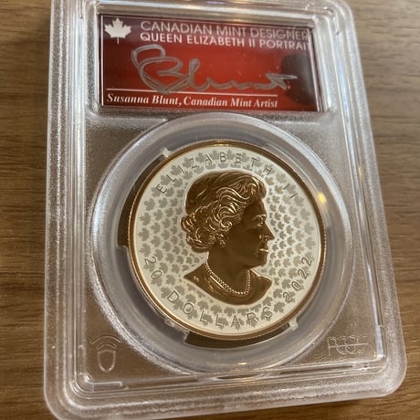 【PCGS70鑑定・発行即日鑑定・デザイナーサイン入り】カナダ造幣局 メイプルリーフ銀貨 2022年 特殊打刻シルバーコイン ローズゴールド 20ドル カナディアンミント