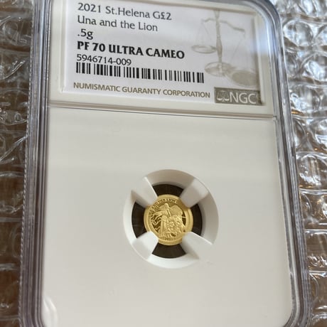 NGC70鑑定 ウナとライオン 2021年 イギリス領セントヘレナ造幣局 £2 1/2g 金貨 ゴールド プルーフコイン 0.5g Una Lion