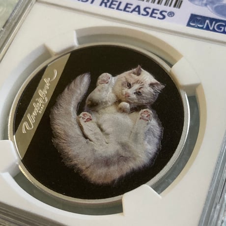 NGC鑑定PF70+FR クック諸島 2024年 アンダールック・キャット ネコ 猫 銀貨 シルバー プルーフ コイン Andrius Burba Underlook cat