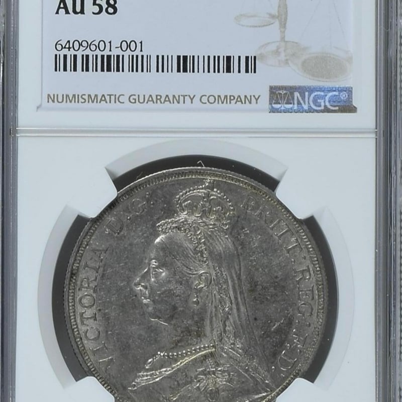 11月中旬発送 NGC鑑定AU58 ジュビリーヘッド 1887年 クラウン銀貨 ヴィクトリア...