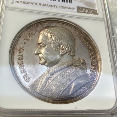【Top Pop・最高鑑定】NGC鑑定MS61 ヴァチカン バチカン市国 1839年 グレゴリオ16世 列聖 銀メダル VATICAN AR Medal