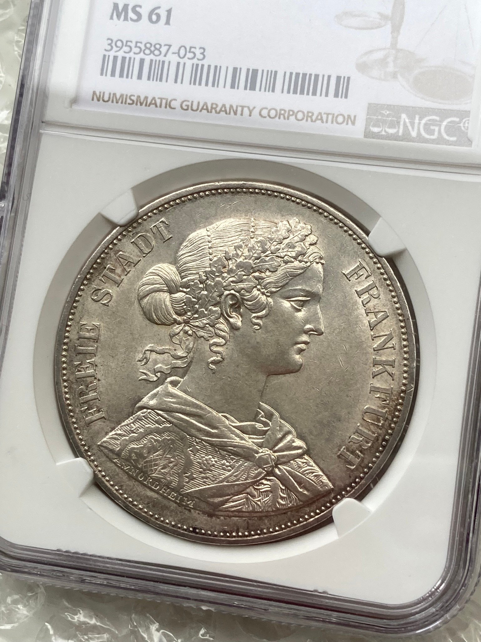 NGC鑑定MS61 ドイツ フランクフルト フランコニア 1861年 2ターラー