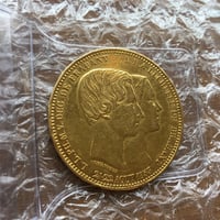 1853 ベルギー レオポルド1世 成婚記念　100フラン金貨