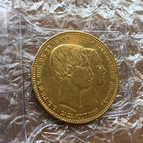 1853 ベルギー レオポルド1世 成婚記念　100フラン金貨