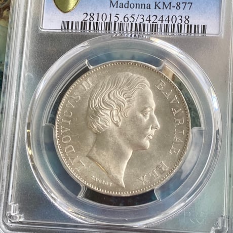 【PCGS鑑定MS65】1871年ドイツ ババリア マドンナ　ターラー銀貨 アンティークコイン ターレル バイエルン Bavaria Madonna Taler thaler