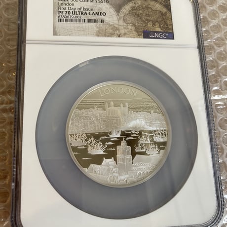 【NGC70鑑定+FDI】5オンス銀貨 都市景観 ロンドン 2022 ロイヤルミント 10ポンド シルバー プルーフコイン 発行即日鑑定