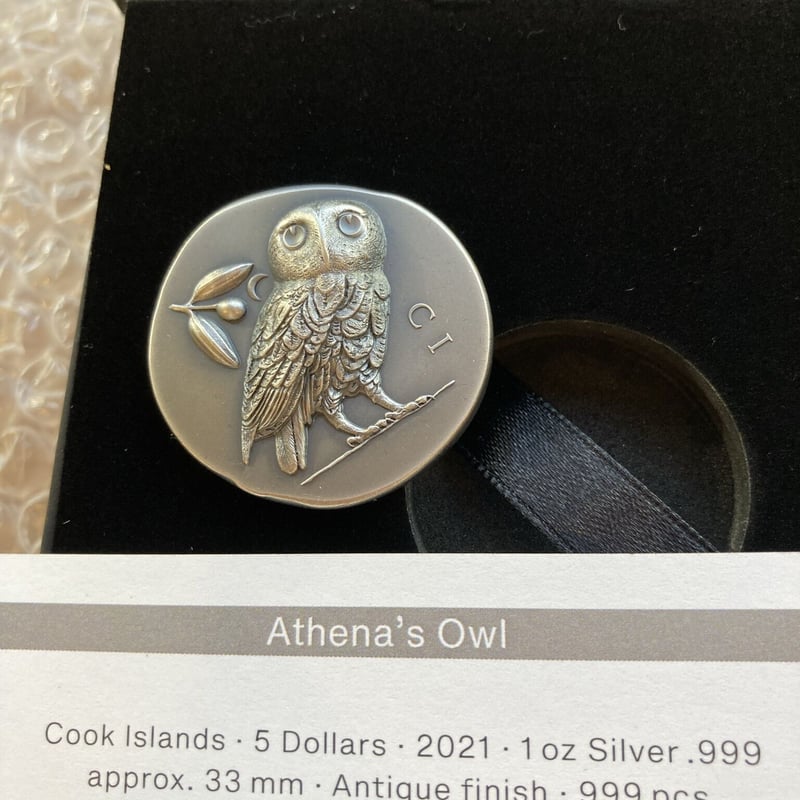 NGC70鑑定+FR】アテネのフクロウ $5・1オンス ハイレリーフ銀貨 クック