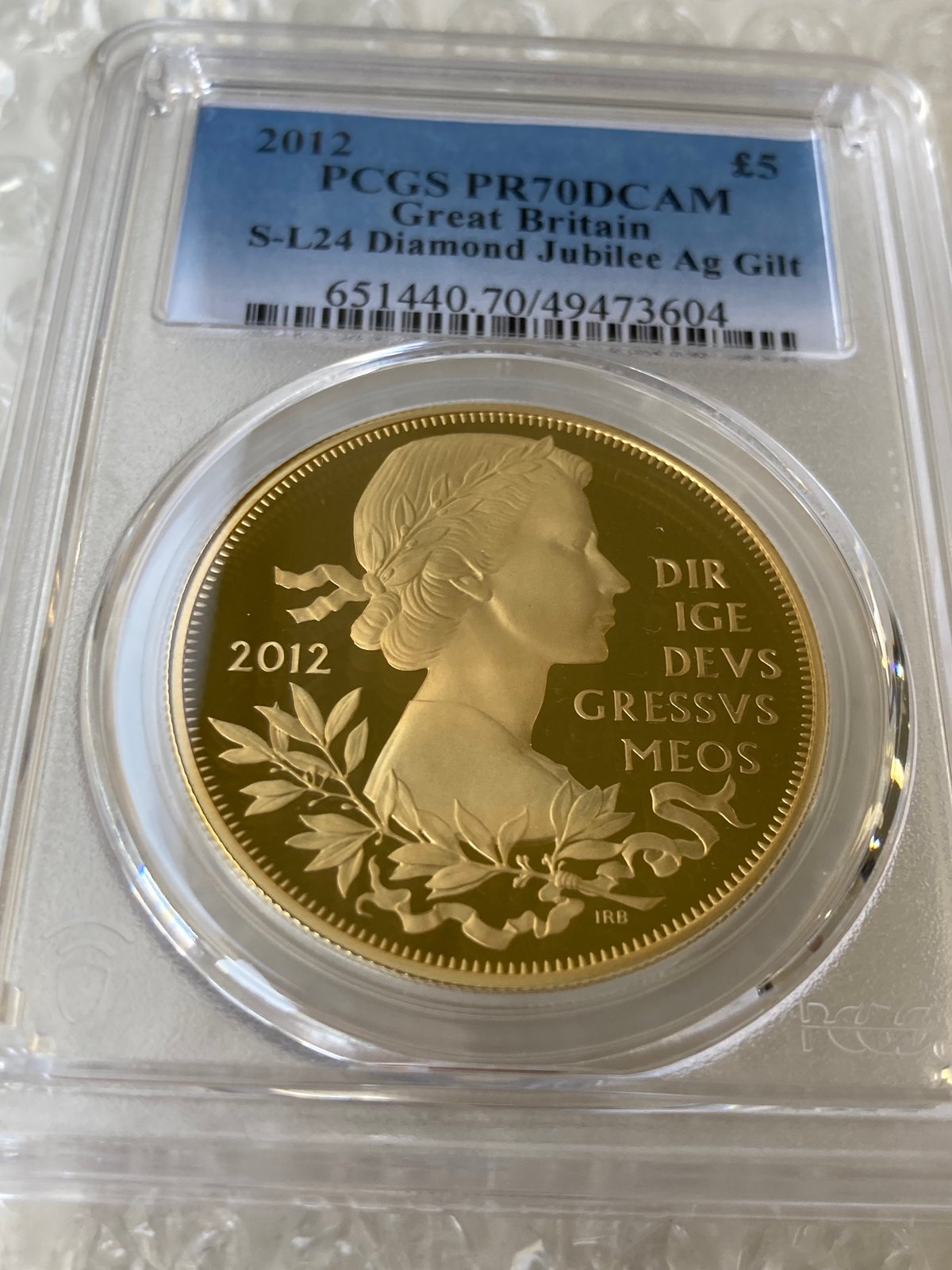 エリザベス2世　ダイヤモンドジュビリー　金メッキ銀貨　PCGS - PR69DC NGC鑑定PF69 ダイヤモンドジュビリー 2012年 エリザベス女王60