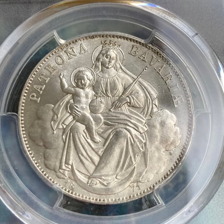 【PCGS鑑定MS65】1871年ドイツ ババリア マドンナ　ターラー銀貨 アンティークコイン ターレル バイエルン Bavaria Madonna Taler thaler