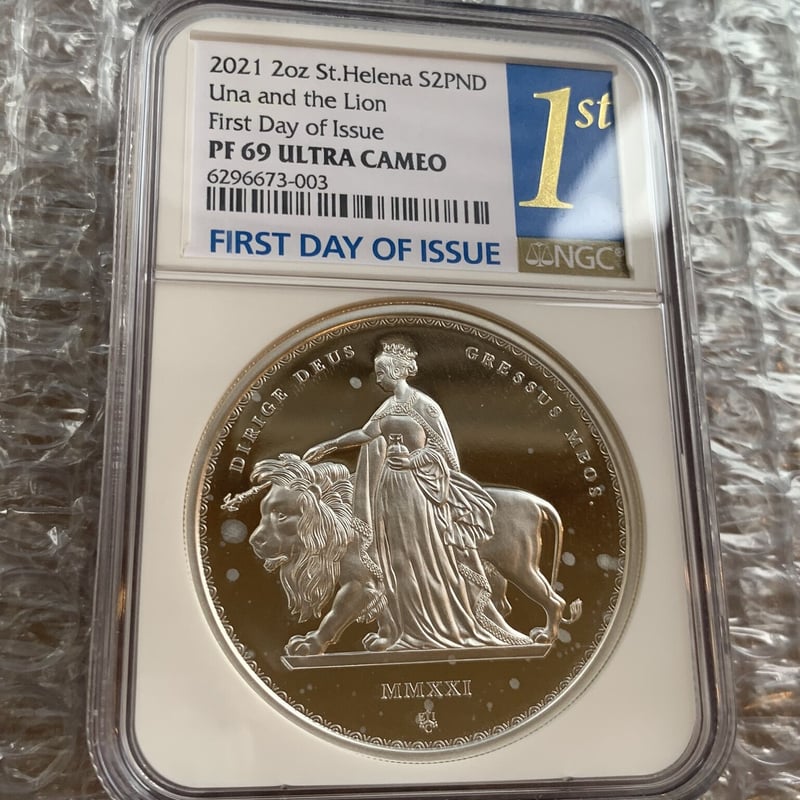 2oz ウナとライオン 2021年 イギリス領セントヘレナ造幣局 通常