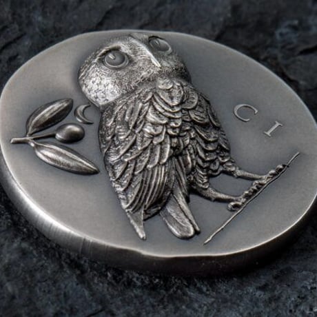 アテネ フクロウ銀貨 $5 1オンス銀貨 クック諸島 アンティーク仕上げ シルバーコイン テトラドラクマ ATHENA’S OWL 2021 $5 1 OZ PURE SILVER COIN COOK
