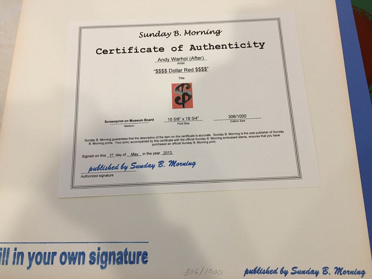 額装品証明書付/シャネル/サンデー B モーニング/ウォーホル/ CHANEL Sunday B Morning Chanel 限定2000枚 証明書付（アンディ