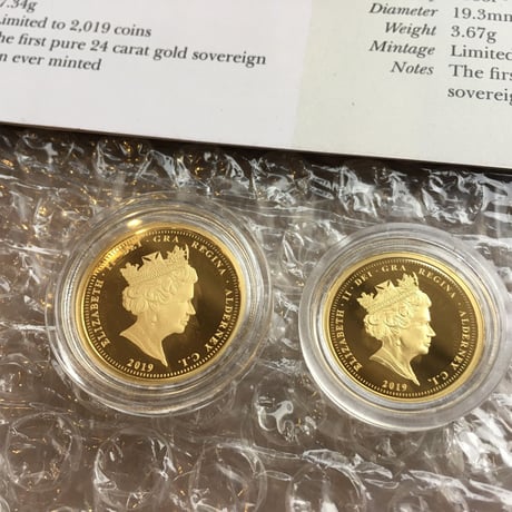 ウナとライオン 2019 オルダニー島 24k ソブリン金貨セット ゴールドコイン Alderney Una Lion sovereign gold coin set