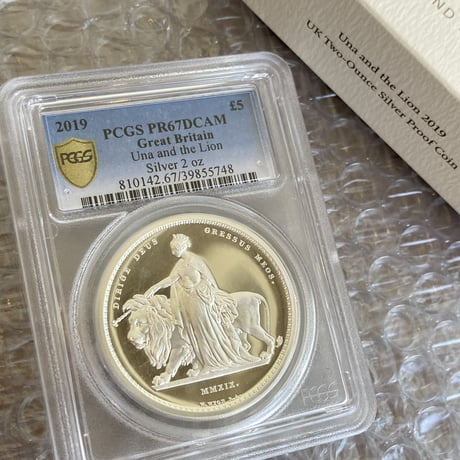 PCGS鑑定PR67 2019年 ウナとライオン ロイヤルミント 2019年 2オンス銀貨 シルバープルーフコイン 英国 イギリス造幣局 Una Lion