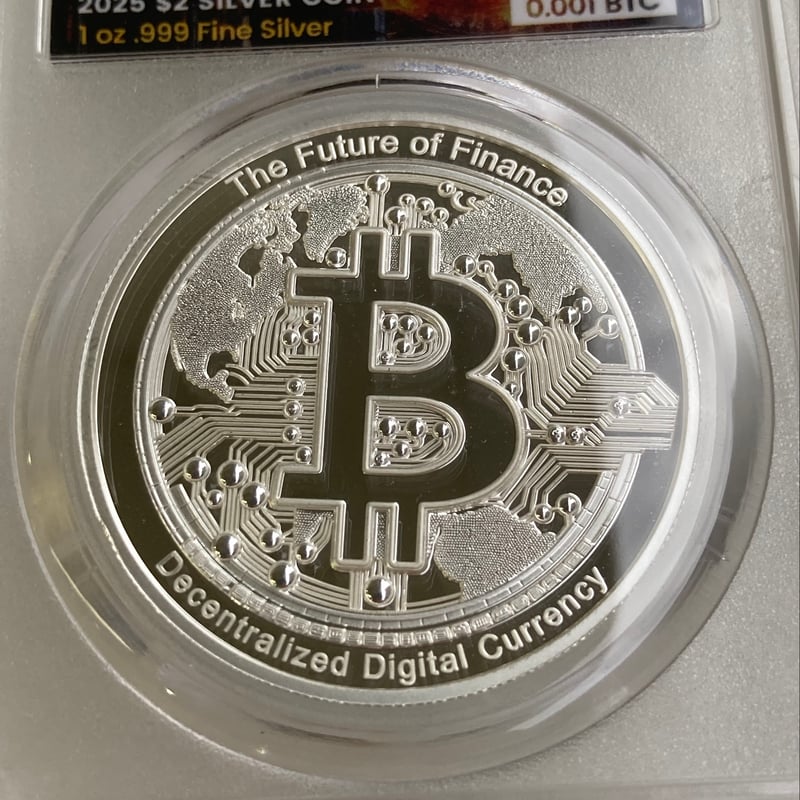 0.001BTCが内蔵】ビットコイン モチーフ ミントパーフェクトスラブ入り