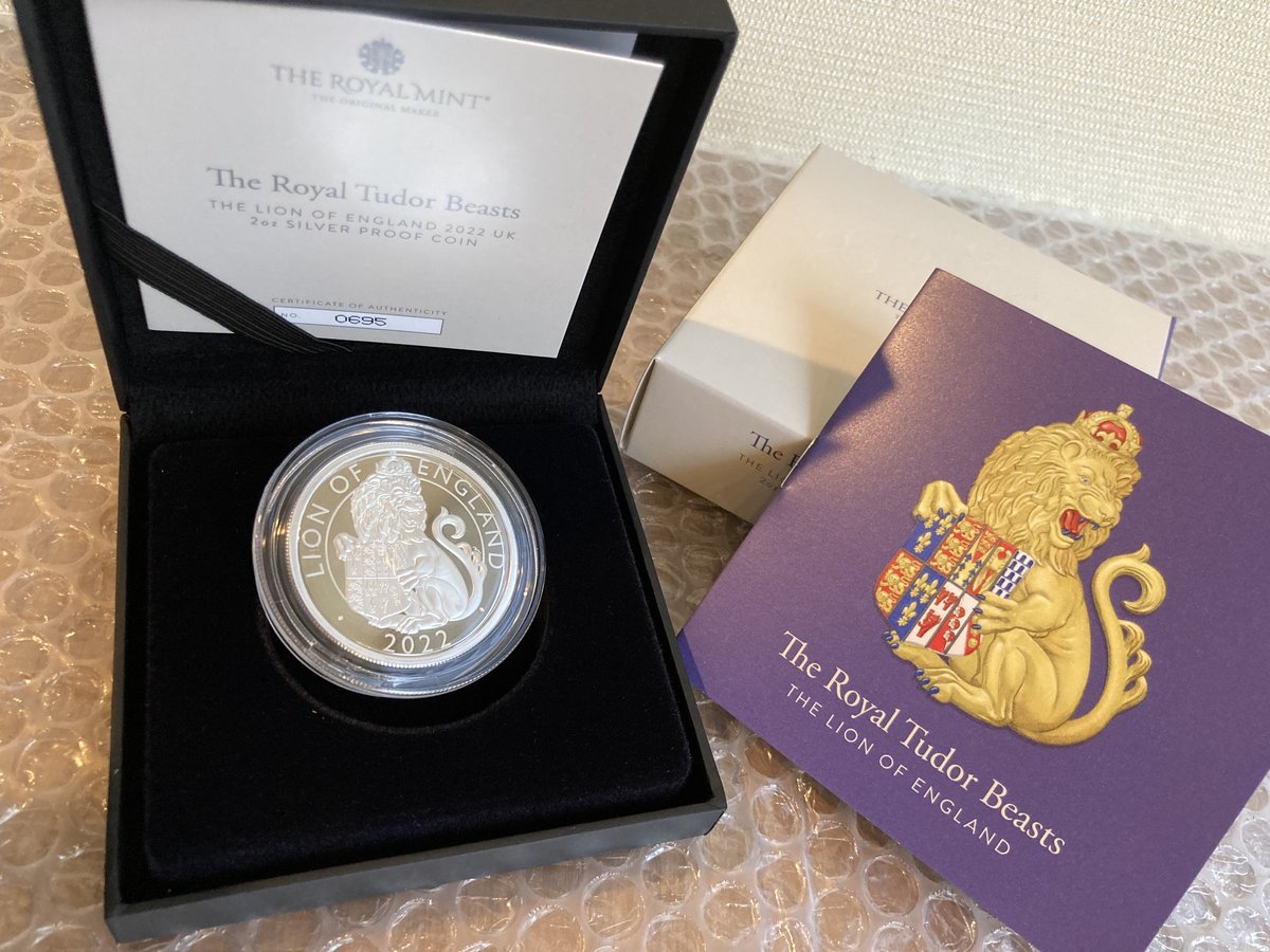 2オンス銀貨 2022年 ロイヤルミント ロイヤルテューダービースト イングランドのライオン シルバー プルーフコイン イギリス造幣局 Royal  Mint