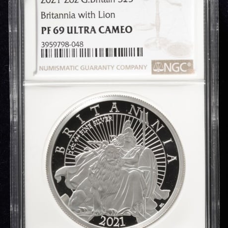 【NGC鑑定PF69】2021年ブリタニアとライオン ロイヤルミント 5ポンド 2オンス銀貨 シルバープルーフコイン 英国 イギリス Britannia Royal Mint