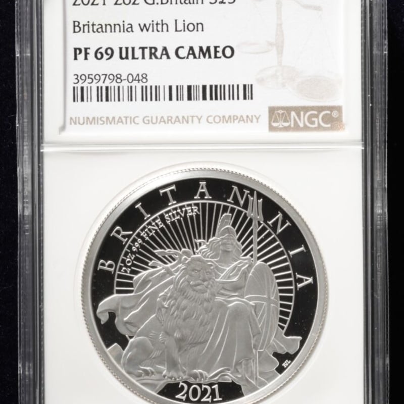 2021 イギリス ブリタニア 2ポンド 1オンス 銀貨 NGC PF 69-