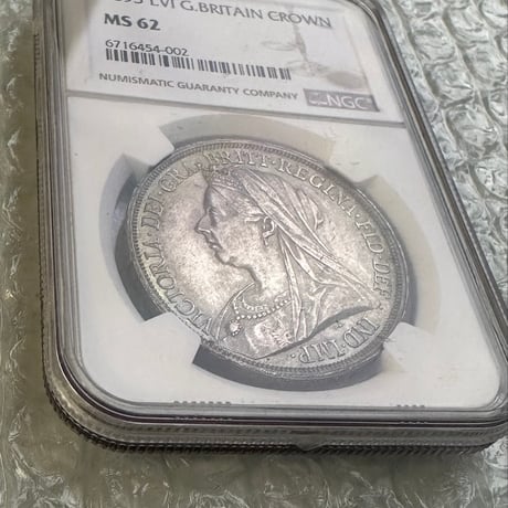 NGC鑑定MS62 クラウン銀貨 ヴィクトリア女王 1893年 ヴェールヘッド シルバー アンティークコイン イギリス 英国 ハーフではない
