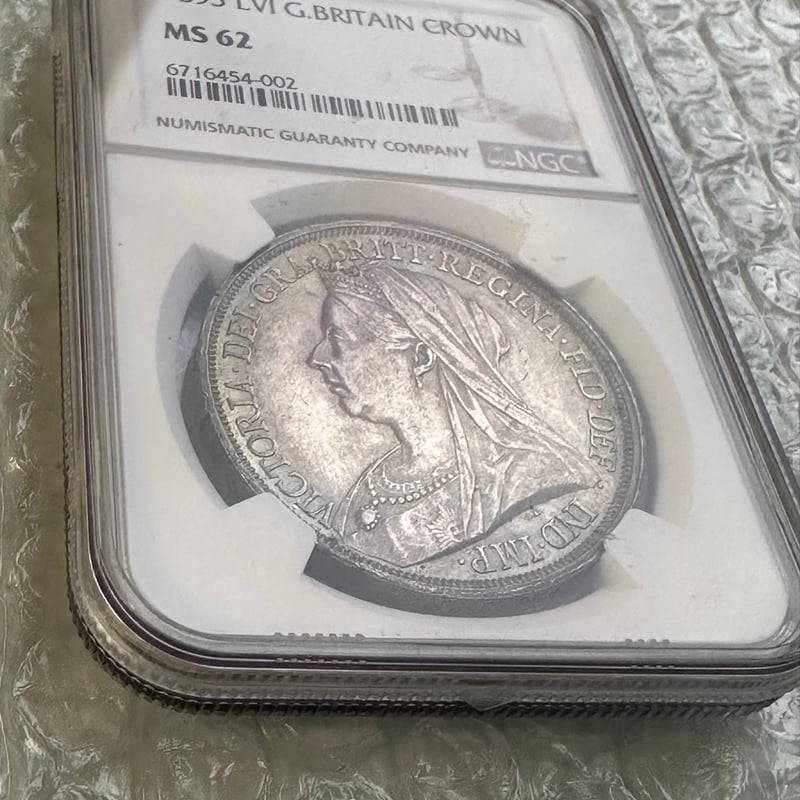 NGC鑑定MS62 クラウン銀貨 ヴィクトリア女王 1893年 ヴェール NGC鑑定MS62 クラウン銀貨 ヴィクトリア女王 1893年 ヴェール