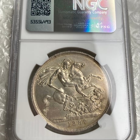 NGC鑑定MS62 ジュビリーヘッド 1887年 クラウン銀貨 ヴィクトリア女王 シルバー アンティークコイン イギリス 英国 ※ハーフクラウンではない