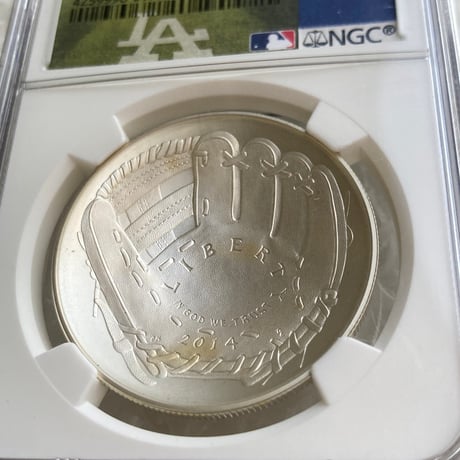 NGC鑑定MS70 2014年 アメリカ 野球殿堂記念 ロサンゼルス・ドジャースラベル 1ドル銀貨 シルバーコイン 大谷翔平 山本由伸 dodgers