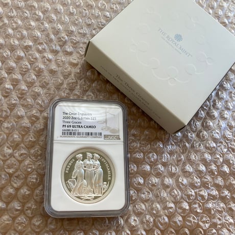 ※特別出品　【NGC鑑定 PF69UC】ロイヤルミント 2020 スリーグレイセス 2オンス 5ポンド銀貨 シルバープルーフコイン  英国 イギリス Three Graces Royal Mint