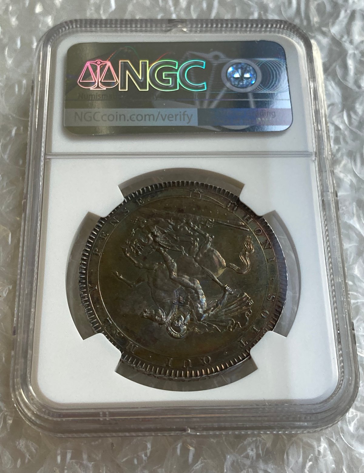 1818年LⅧ クラウン銀貨 ジョージ3世 NGC鑑定UNC ピストルッチ 聖