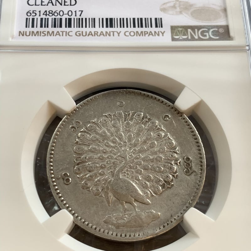 NGC鑑定AU】ビルマ ミャンマー 孔雀 クジャク 1チャット銀貨 NGC鑑定AU】ビルマ ミャンマー 孔雀 クジャク 1チャット銀貨