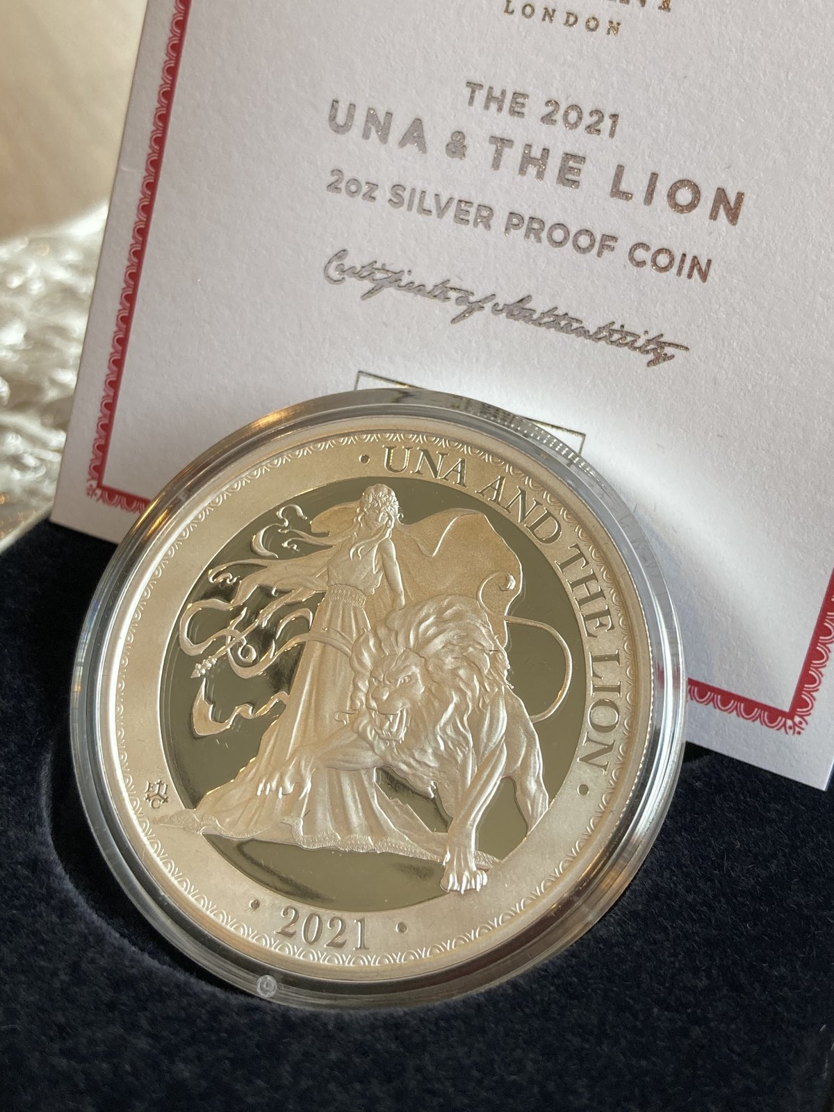 2オンス銀貨 ウナとライオン 2021 イギリス領セントヘレナ造幣局