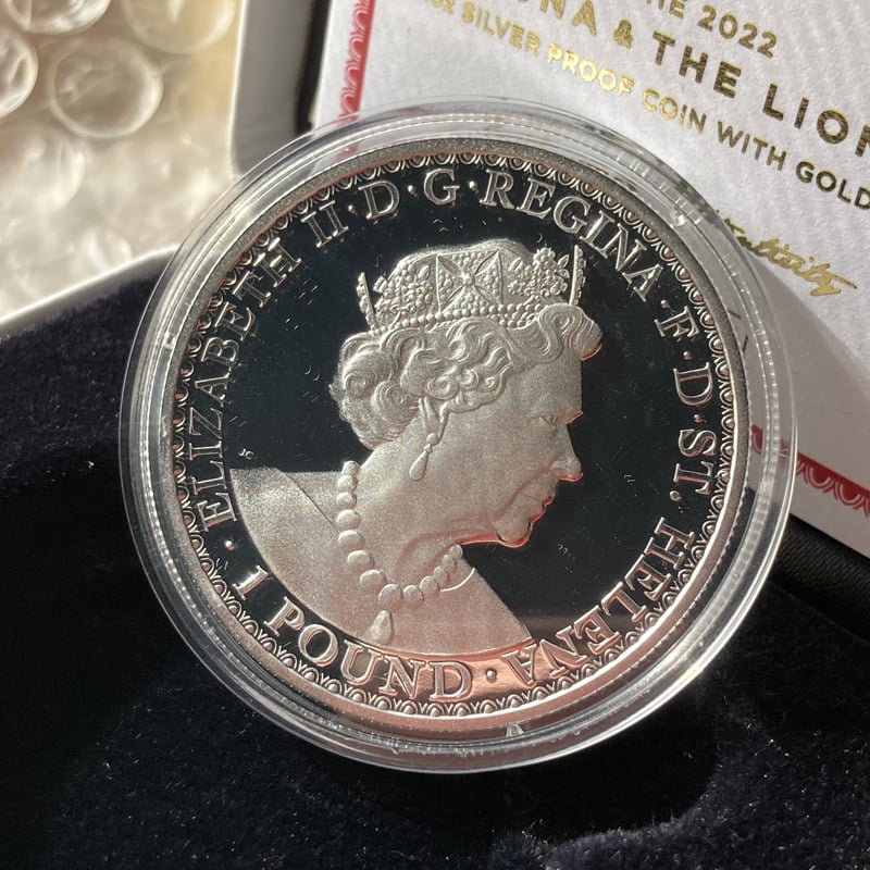 2022年 ウナとライオン Gilt・GOLD PLATE版 セントヘレナ 1オンス銀貨