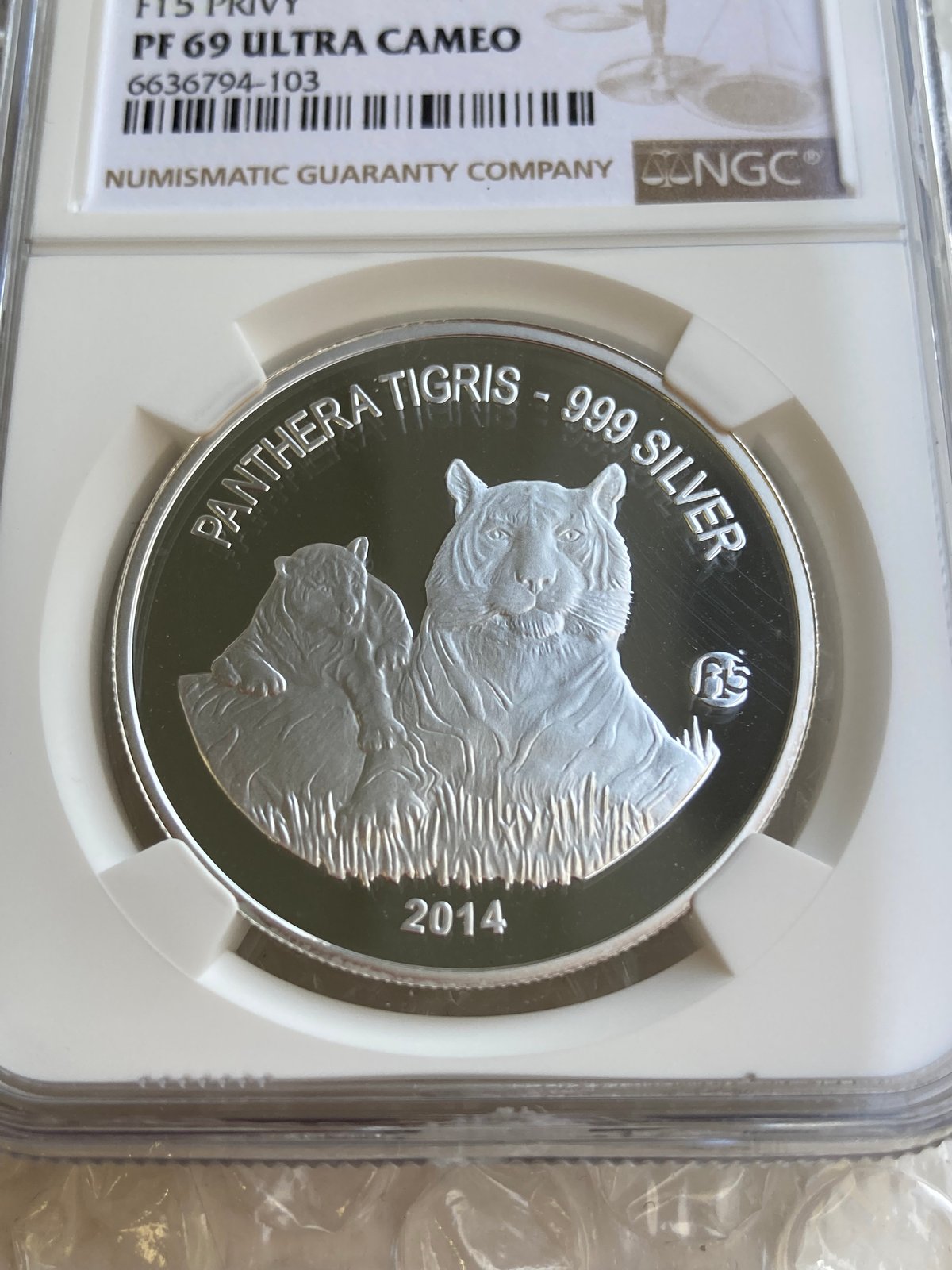 動物シリーズ NGC鑑定PF69 2014年 ラオス タイガー トラ 虎 1000キープ