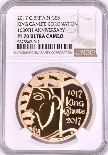 NGC・PF70UC】2017 キングクヌート 戴冠1000周年 5ポンド金貨