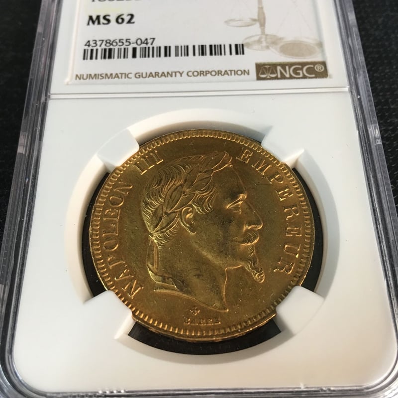 ストラスブール鋳造】1862BB NGC MS62 G100 Francs gold coi