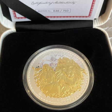 2023年Gilt版 ウナとライオン イギリス領セントヘレナ造幣局 金メッキ 1オンス銀貨 シルバー プルーフコイン Una Lion GOLD PLATE