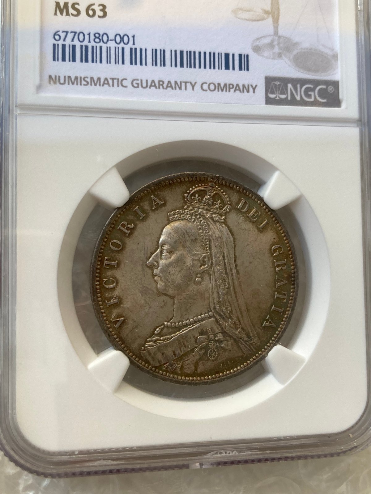 NGC鑑定MS63 1887年 ハーフクラウン銀貨 ヴィクトリア女王 NGC鑑定MS63 1887年 ハーフクラウン銀貨 ヴィクトリア女王