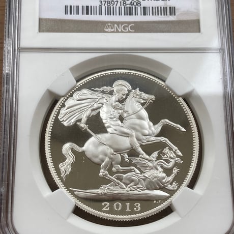 NGC鑑定PF70UC ロイヤルミント ピストルッチ 2013年 イギリス セントジョージ 竜退治 5ポンド銀貨 シルバープルーフコイン エリザベス女王