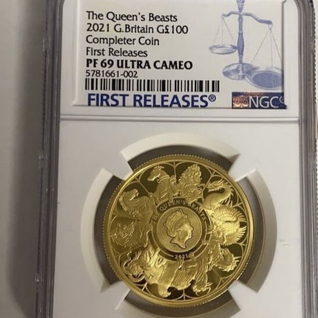 【NGC鑑定 PF69】クイーンズビースト 2021 コンプリーター版 1オンス 100ポンド金貨 ゴールド プルーフコイン QUEEN'S BEASTS COMPLETER