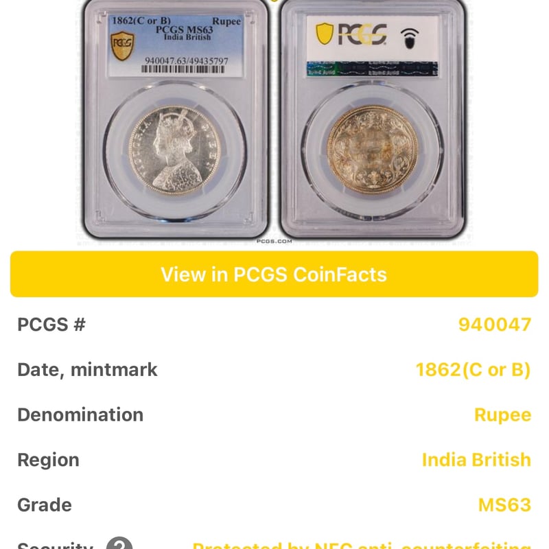実質TopPop‼︎ QUEEN刻印碑文】 PCGS鑑定MS63 英領インド 1 実質TopPop‼︎ QUEEN刻印碑文】 PCGS鑑定MS63 英領インド 1