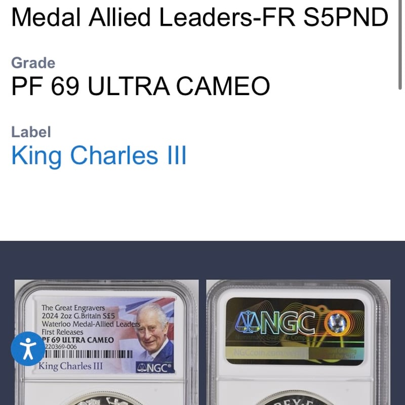 NGC鑑定PF69+FR ロイヤルミント ピストルッチ 2024年 ワーテルロー