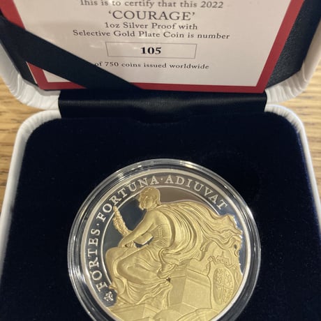 Gilt版 女王の美徳シリーズ 勇気 COURAGE 2022 セントヘレナ 1オンス銀貨 シルバー プルーフコイン 金メッキ