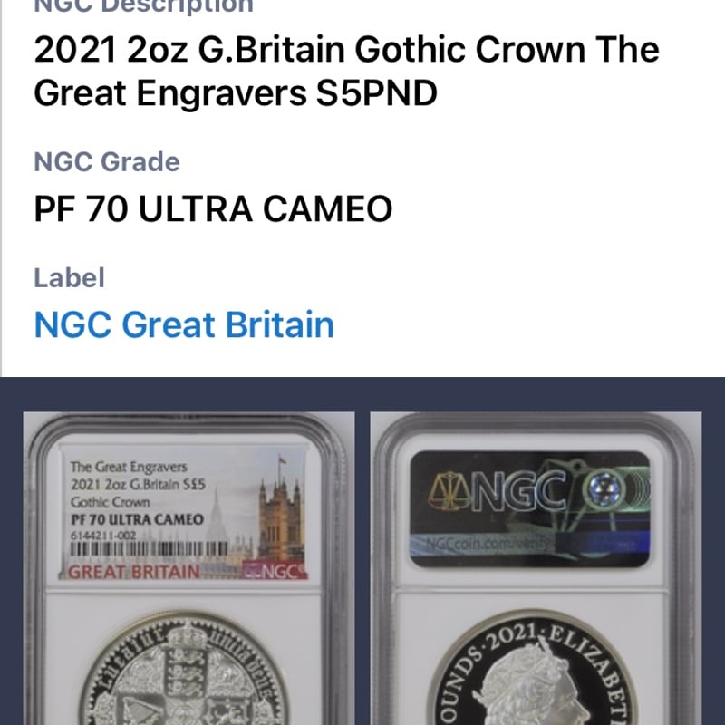 NGC鑑定PF70 ゴチッククラウン ロイヤルミント版 ゴチッククラウン 2