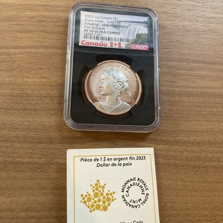 NGC70鑑定 カナダ 2023 ウルトラハイレリーフ銀貨 Gilt ローズゴールドカラー版・メッキ仕様 1オンスプルーフコイン canada UHR