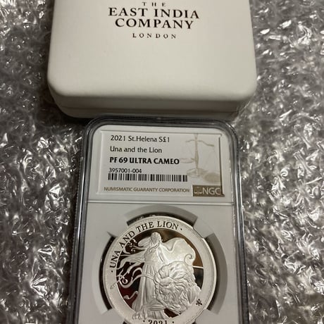 【NGC69鑑定】ウナとライオン 2021 イギリス領セントヘレナ造幣局 1オンス銀貨 プルーフコイン Una Lion St.Helena Silver Proof Coin