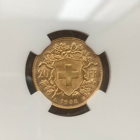 22STARS版 1935年LB スイス 20フラン金貨 ゴールド アルプスの少女 ブレネリ NGC鑑定MS64 アルプス山脈と少女図 アンティークコイン