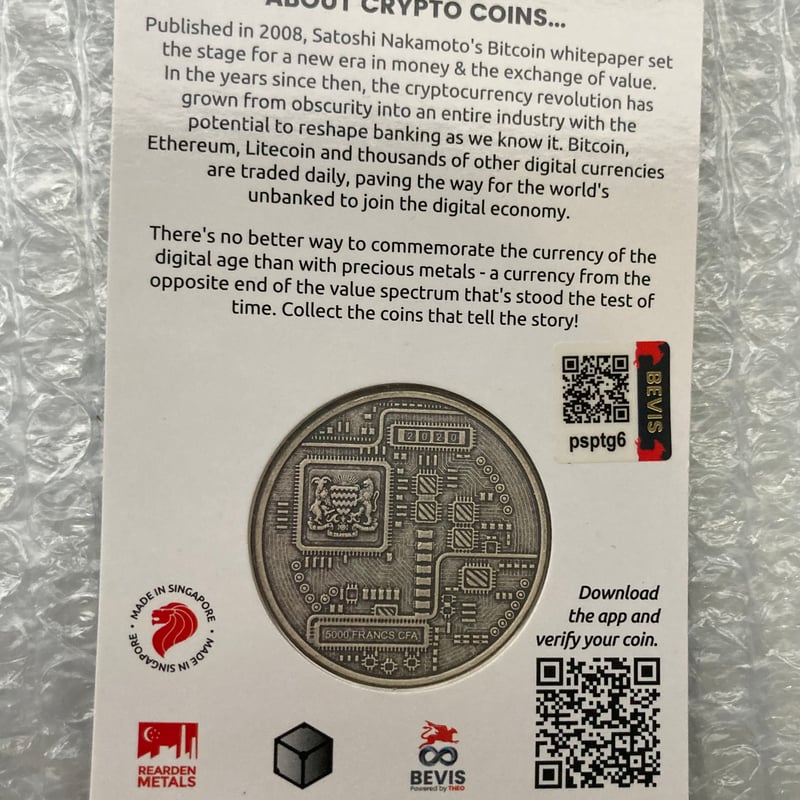 ビットコイン銀貨　1オンス 新品) アメリカ「ビットコイン・BTC」純銀 1オンス メダル