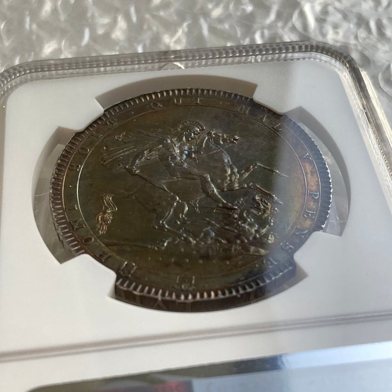 1818年LⅧ クラウン銀貨 ジョージ3世 NGC鑑定UNC ピストルッチ 聖