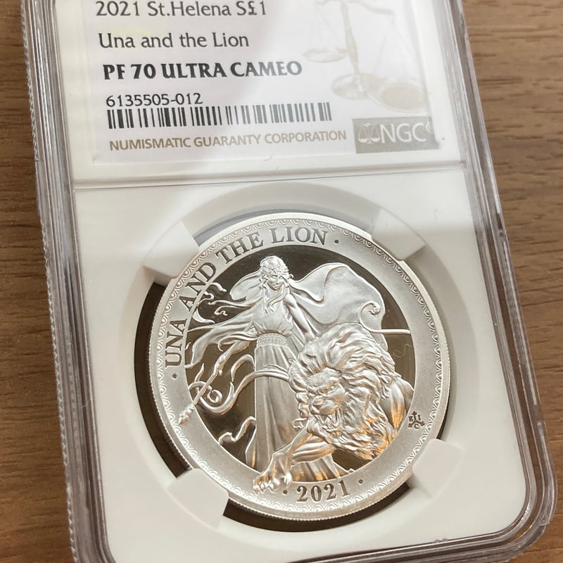 2021 セントヘレナ ウナとライオン 1oz £1 銀貨 NGC MS70