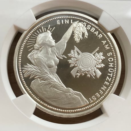 1989年 スイス連邦現代射撃祭記念 ツーク州 50フラン銀貨 シルバープルーフコイン Hab-36a NGC鑑定PF67
